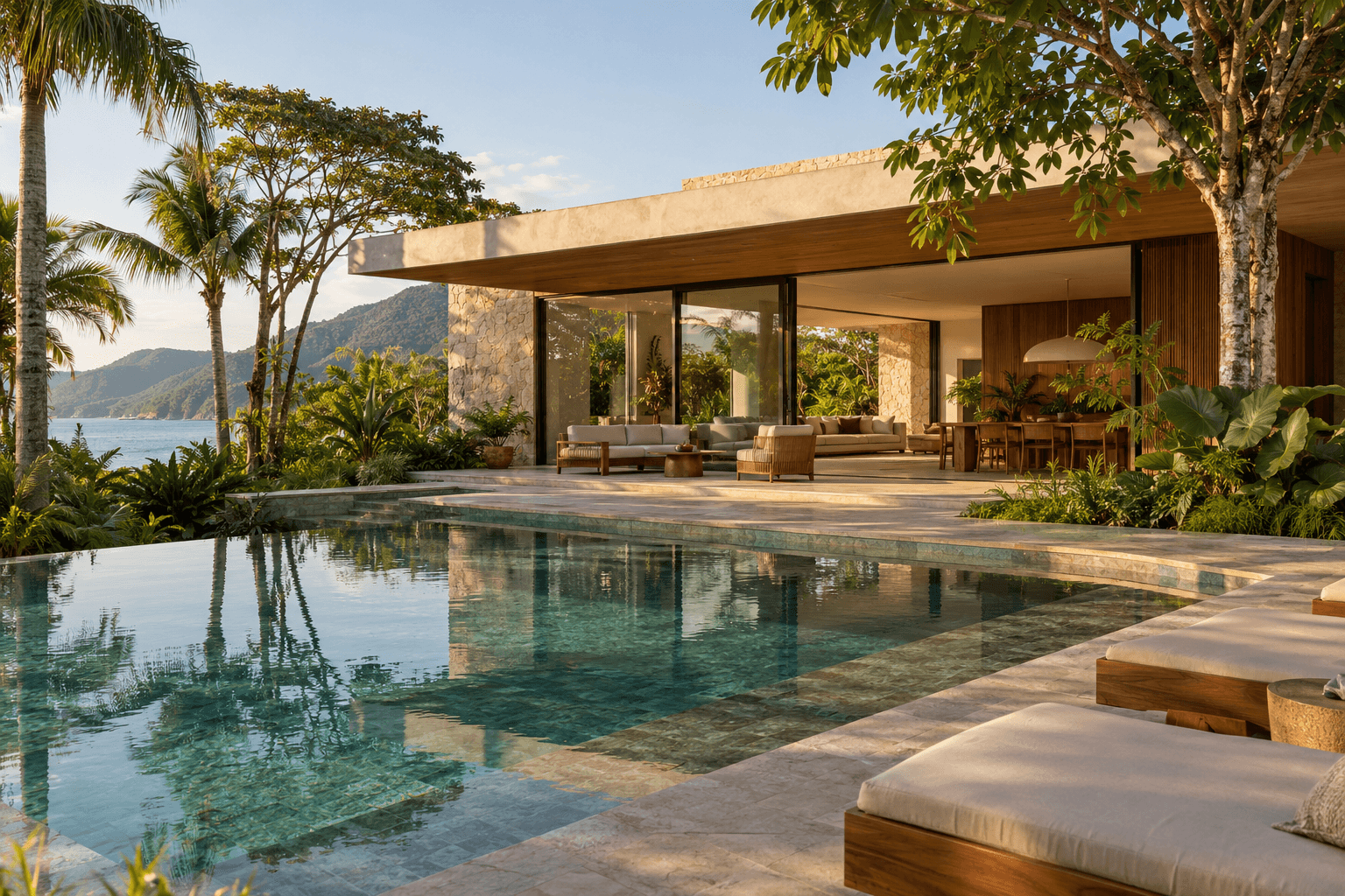 Casa de arquitetura contemporânea com piscina e jardim